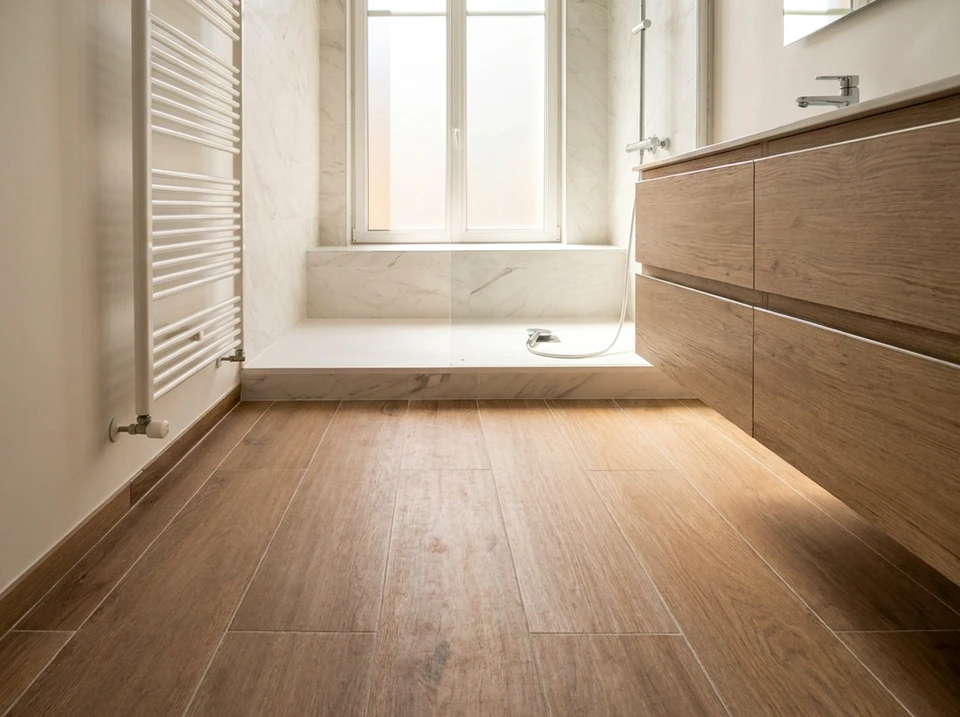 Un technicien professionnel en tenue de travail effectuant l'installation d'une chaudière gaz condensation ou d'une pompe à chaleur dans un intérieur résidentiel, montrant clairement l'équipement technique. Le professionnel travaille méthodiquement sur l'installation, démontrant la rigueur et la compétence. L'atmosphère est sérieuse et professionnelle, transmettant la confiance et la conformité aux normes.